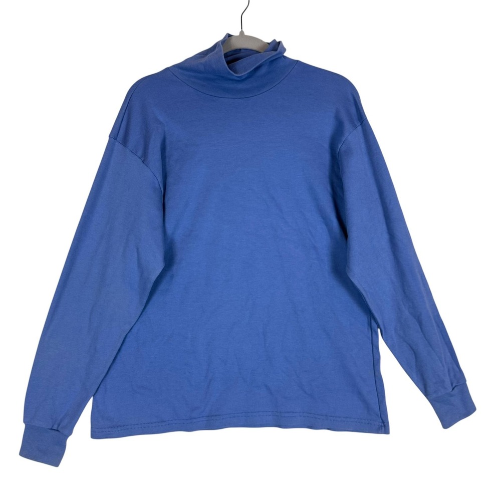 Bobbie Brooks Shirt Womens XL Blue Mock Neck Long Sleeve Lightweight Casual Top
